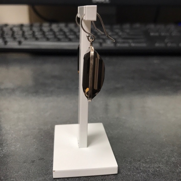 14K white gold/Sterling Silver Smoky Qtz Earrings - Picture 2 of 3